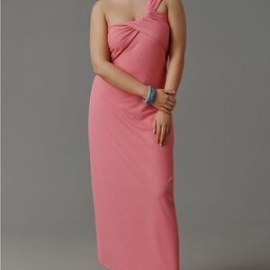 Anthropologie One-Shoulder Pink Dress